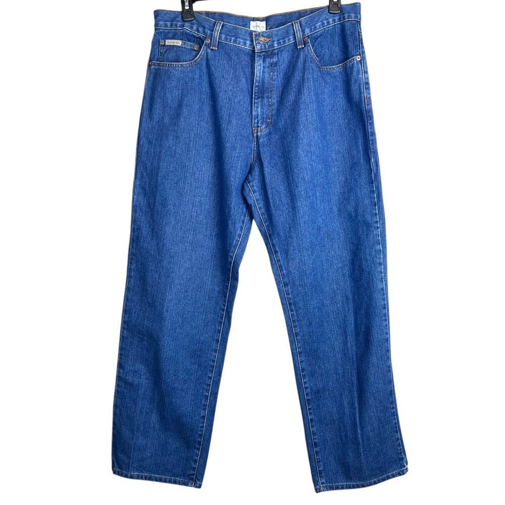 VTG. CALVIN KLEIN 90's Men's Straight Leg Denim Jeans in Mid Wash Size 36W 30L